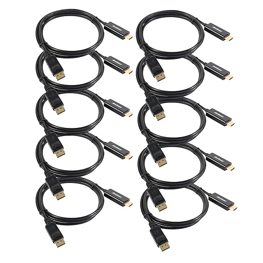 Display Port to HDMI Cable, Gold Plated Displayport to HDMI Cable 6 Feet(Male to Male) for DisplayPort Enabled Desktops and Laptops to Connect to HDMI Displays(10 Pack)