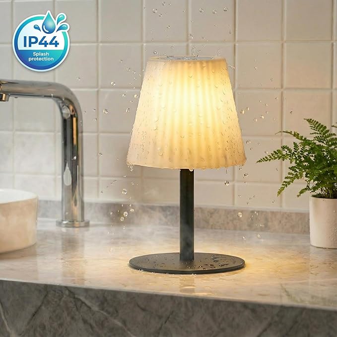 uuffoo 2 Pack Shower Lamp | Dual Speaker Pairing & RGB, IP44 Waterproof Rechargeable Table Lamp, Battery Operated Outdoor Lamp, Suitable for Inside Shower Bathroom Patio Garden Balcony Party