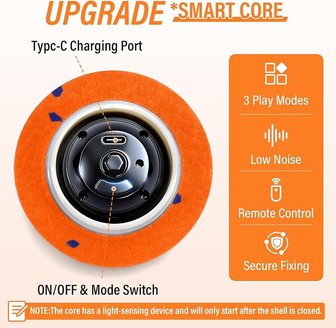 Smart Interactive Dog Toy Ball, Automatic 3 Modes Moving Ball with Remote Control for Medium Large Dogs, Rechargeable Waterproof E-TPU Bouncing & Rotating Toy to Keep Busy (Bright Orange)