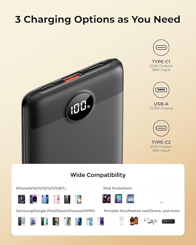 Ultra-Thin Mini Portable Charger 10000mAh & Rechargeable Electric Hand Warmers 2 Packs Gifts Set