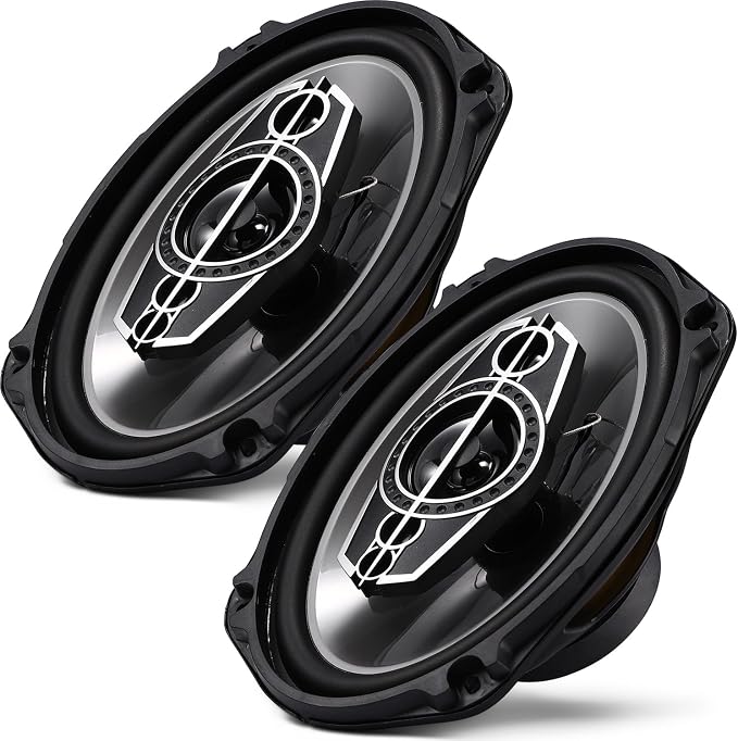6 x 9 5-Way Car Coaxial Audio Speakers (Pair), 1000W Peak 4 Ohm Vehicle Coaxial Speaker W/PEI Dome Tweeters, Universal Car Stereo Speaker, Coaxial Tweeter Speaker Replacement