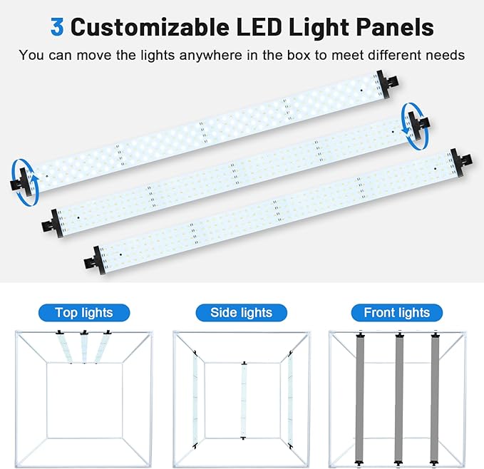 32x32 Inch Photo Studio Photo Light Box for Photography, 405 LED Large Lightbox with 3 Light Panel Stepless Dimming and Soft Light Cloth Professional Photo Background Shooting Tents
