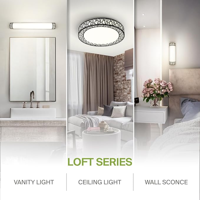 ASD 14 Inch LED Flush Mount Ceiling Light Fixture for Bedroom, 24W 1534LM 5CCT 2700K-5000K, Triac Dimmable Lights, Dining, Living Room, Kitchen Lamps, Modern Home Lighting Fixtures, Black, ETL, 4 Pack