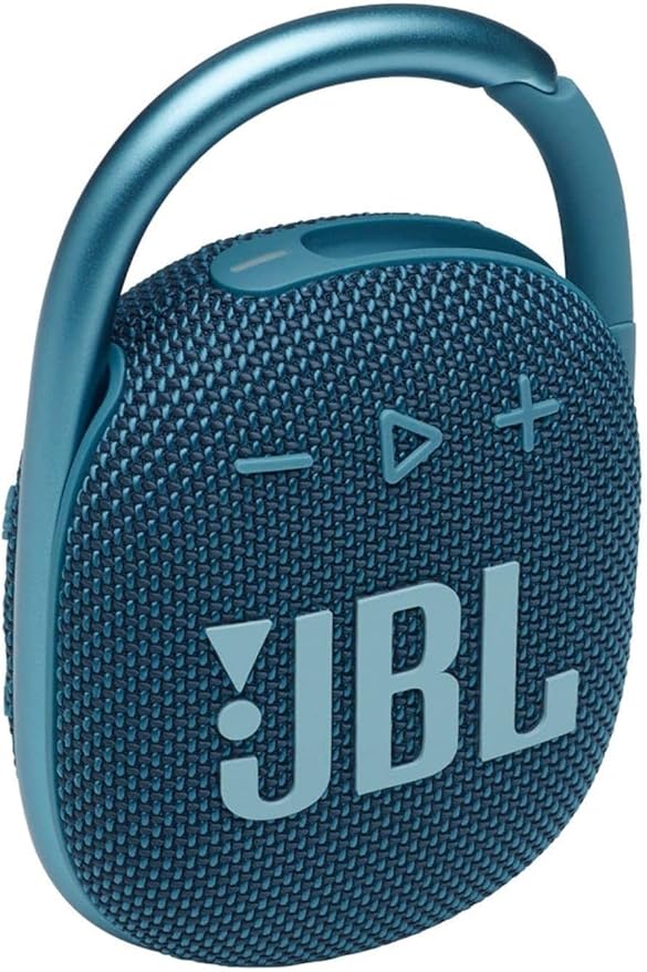 JBL Clip 4: Portable Speaker with Bluetooth, Built-in Battery, Waterproof and Dustproof Feature - Blue New (Renewed)