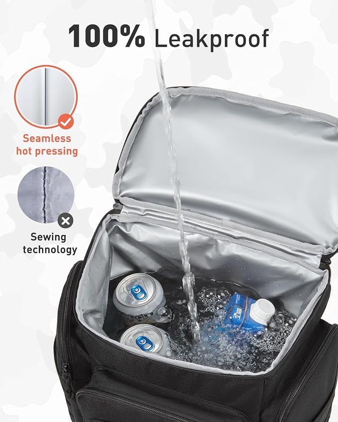 TOURIT 30L (42 Cans) Tactical Cooler Backpack – Military-Grade Insulated Cooler Bag with 16H Ice Retention, Leakproof Multi-Pocket Picnic Backpack for Camping & Hiking, Featuring DIY Hook & Loop Panel