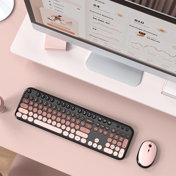 MOFII Wireless Keyboard and Mouse Combo - BlackBerry Gradient Full-Sized Plug and Play Colorful Computer Keyboards - 104 Keys Round Keycap USB 2.4G Cute Keyboard for Windows/Laptop/Mac/Desktop/PC