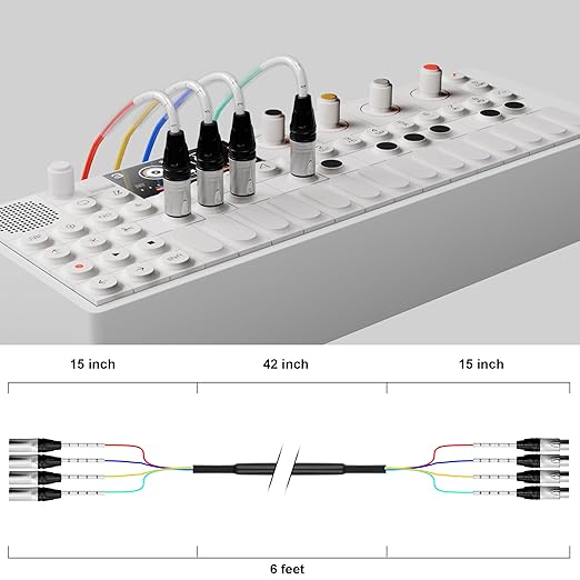 PRORECK 6ft Snake Cable, 4-Channel Shielded Audio Cable XLR Male to XLR Female, with Color-Marked Connectors for Professional Stage, Studio, and Live (2-Pack) (PR-XLR/XLR-4 * 6P)