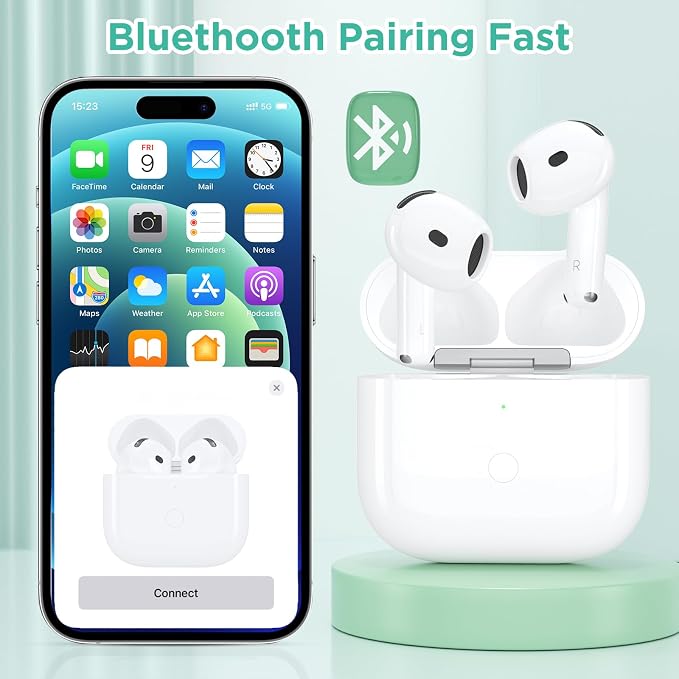 Wireless Charging Case Compatible with Airpod 4th Generation, Charger Case Replacement for Airpod 4th with Sync Button and Built-in 360 mAH Battery, No Earbuds Include