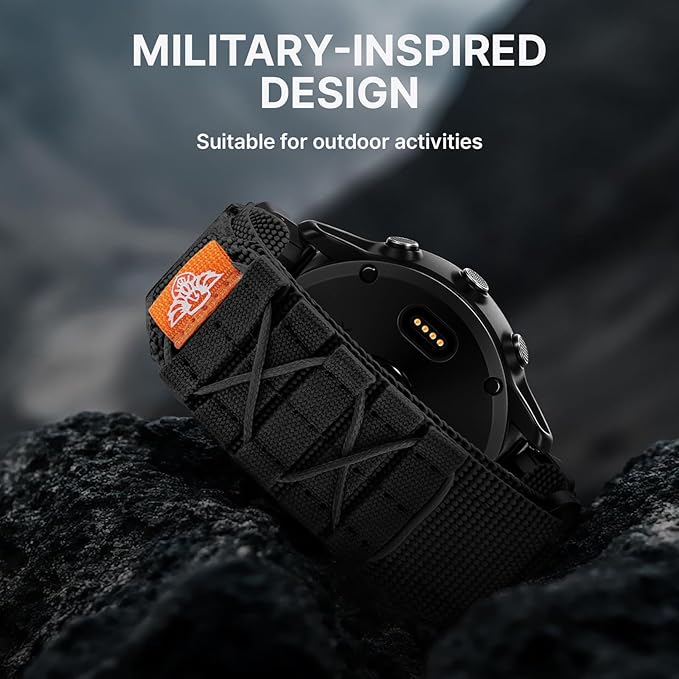 Bandletic Tactical Nylon Compatible with Garmin Fenix 8 51mm 7X 6X 5X Watch Band - 26mm Quick Fit Rugged Strap for Fenix 7X 6X Pro/5X Plus/3/3 HR/Instinct 2X Solar 3 50mm /Enduro/Quatix/Tactix/Epix
