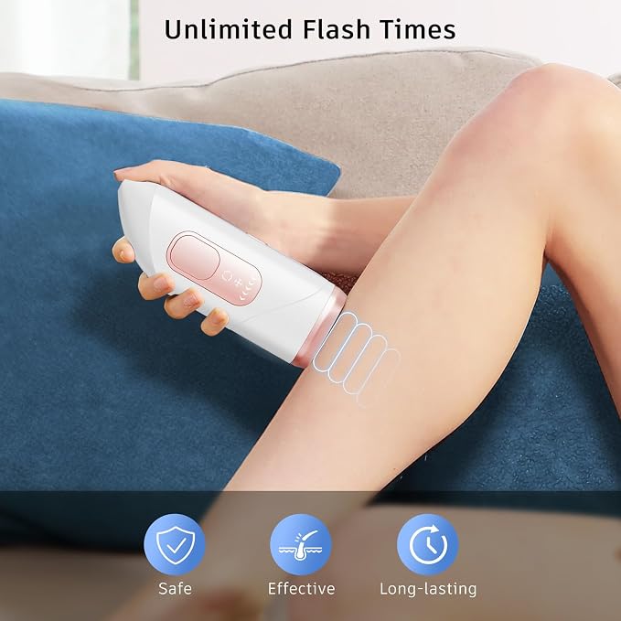Finequin Laser Hair Removal,Laser Hair Removal for Women, Hand-held Hair Removal Device, IPL Hair Removal For Facial Legs Arms Whole Body Use (Rose)