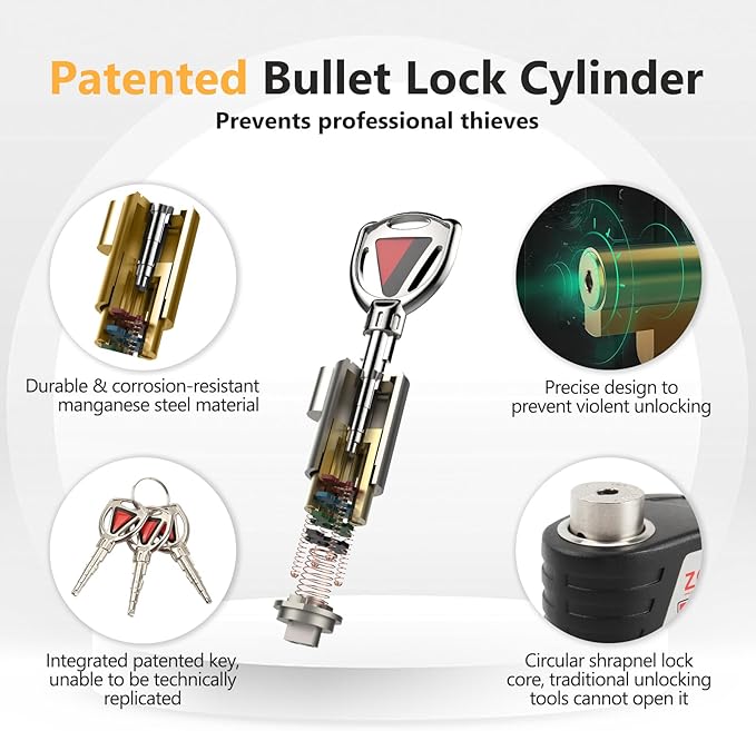 Motorcycle Disc Brake Lock with 130dB Alarm, Anti Theft Security Lock | IP65 Waterproof, Heavy-Duty Metal Construction, Wheel Lock for Motorcycle, Scooter, Moped and Bike, Portable Travel Security