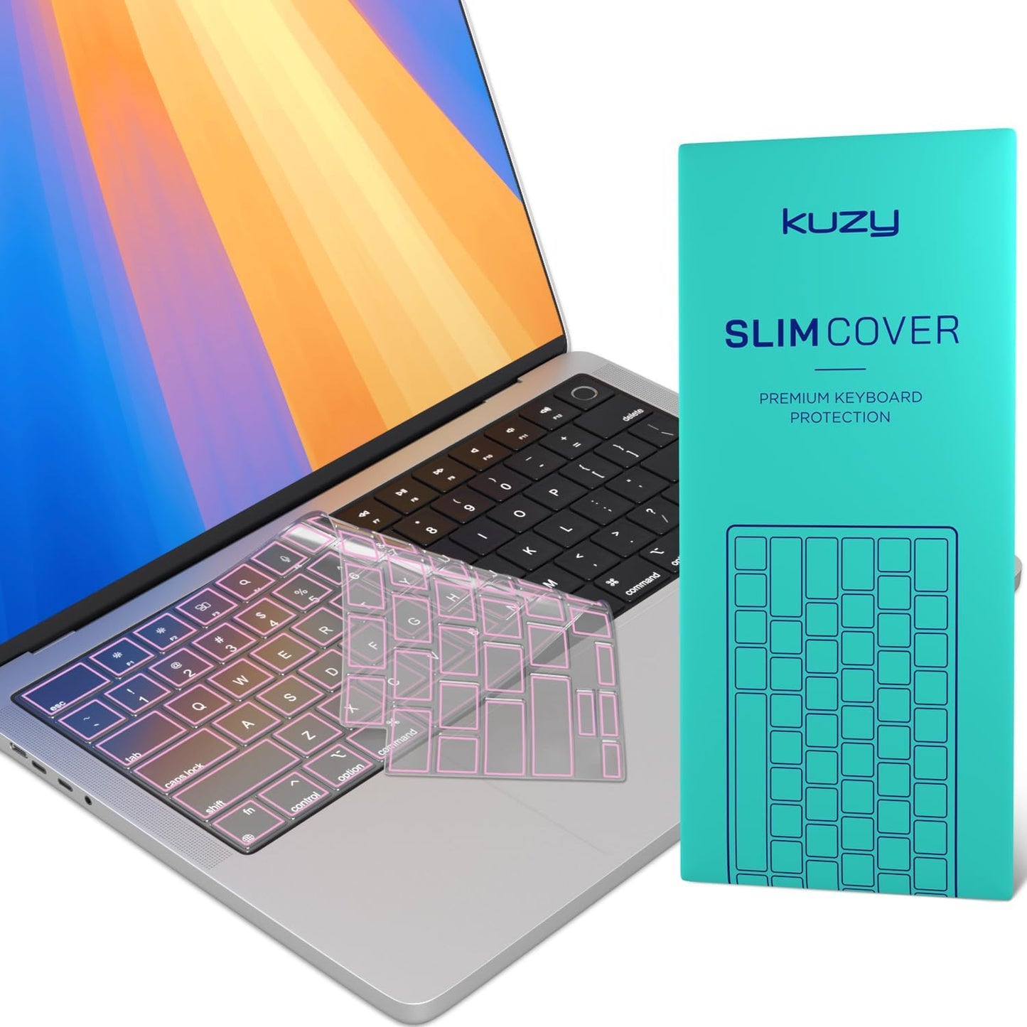 Kuzy Pink Premium MacBook Pro 14 inch Keyboard Cover M4 16" 2025 2024 2023 M3 M2 M1 Pro Max - MacBook Air 13 inch Keyboard Cover 15" M4 - A3240 A3241 A3401 A3403 A3114 A3113 - US Layout TPU, Pink