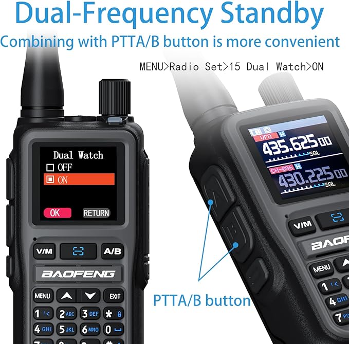 BAOFENG uv-5r mini Ham Radio,uv5r mini Handheld App Programming Walkie Talkies with 5W Power,Copy Frequency,999 Channels,USB-C Charging (Grey-2PACK)