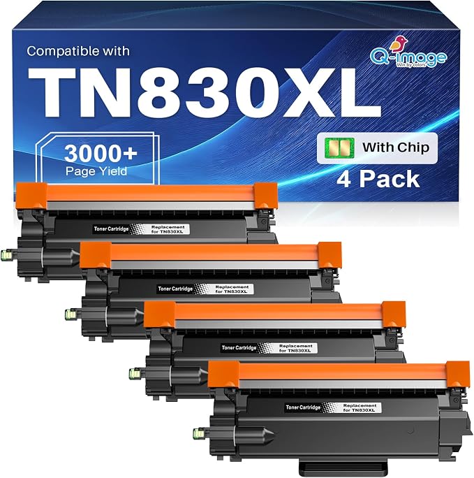 TN830XL TN830 TN-830 Toner Cartridge Compatible Replacement for Brother TN830 XL/V/R TN 830 XL TN-830XL 830 Toner Use with HL-L2460DW DCP-L2640DW MFC-L2820DW MFC-L2900DW HL-L2400D Printer (4 Black)