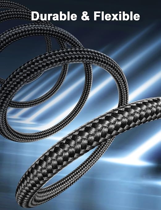 90-Degree Optical Audio Cable 6ft, 360° Swivel Right Angle Toslink Cable with Flexible Cotton Braid, Compatible with Soundbar, TV, PS5, Xbox, Home Theater for Lossless Audio