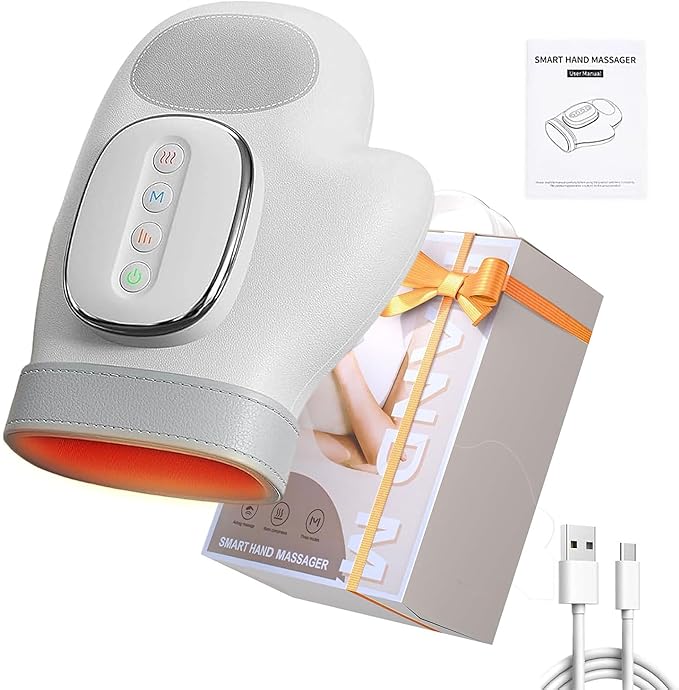 Hand Massager with Heat and Compression, 3-in-1 Professional Hand Massager for Arthritis and Carpal Tunnel Relief, 5 Intensity & 3 Heat Settings, Christmas Gift for Women Men, Office Workers, Seniors