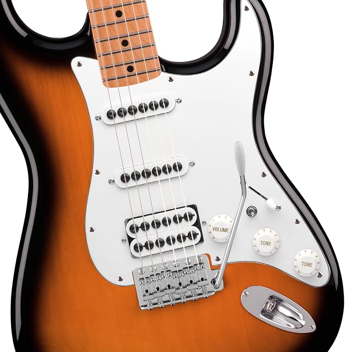 SAPHUE Prewired ST Pickguard Coil Pickups Adjustable Big Screws Loaded Electric Guitar Pickguard for Fender Strandard Straocaster Guitar Parts (SSH,White)