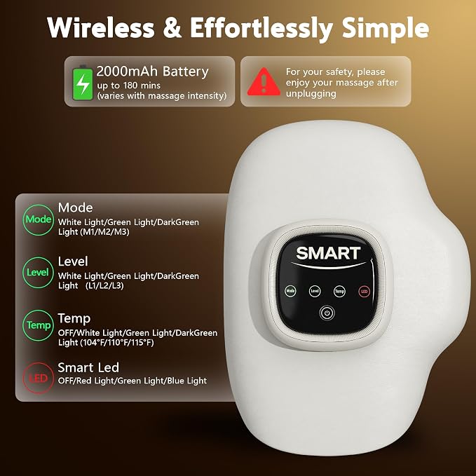 Hand Massager with Heat and Compression, Soft Leather Cover Hand Massager for Arthritis and Carpal Tunnel, LCD Touch Screen, 3 Modes 3 Heat 3 Intensities, for Wrist Palm Finger