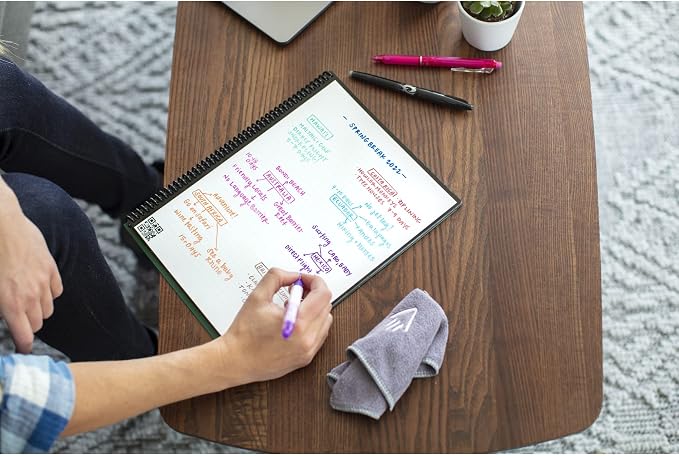 Rocketbook Core Smart Notebook, Medium/College Rule, Black Cover, (16) 11 x 8.5 Sheets