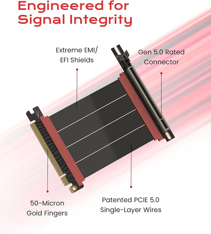 LINKUP PCIE 5.0 Riser Cable | for Vertical GPU Mount | Right Angle | Graphics Card GPU Ready | Usable with PCIe 4.0 & RX 9070/ RTX5090 | 10cm (Total Length: 14cm)