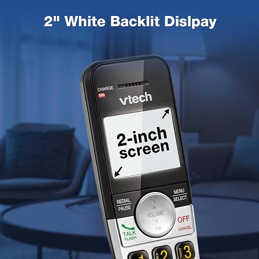 VTech DECT 6.0 Cordless Phone, 4-Handset – Interference-Free Sound, Large Backlit Display, Big Buttons, Caller ID | VG231-4