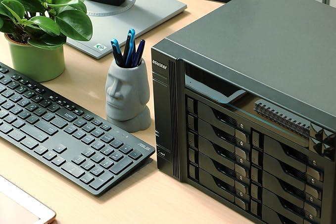 Asustor Lockerstor 10 AS6510T - 10 Bay NAS, 2.1GHz Quad-Core, 2 M.2 NVMe SSD Slot, 10GbE Port, 2.5GbE Port, 8GB RAM DDR4, Enterprise Network Attached Storage (Diskless)