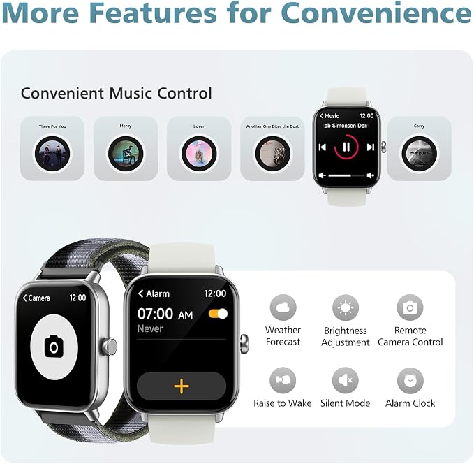 Smart Watch for Women Men, 1.85" Alexa Fitness Tracker with Call & SMS, Heart Rate, SpO2, Stress & Sleep Monitor, IP68 Waterproof Smartwatch for Android iPhone Samsung etc., 100+ Sports Modes, 2 Bands
