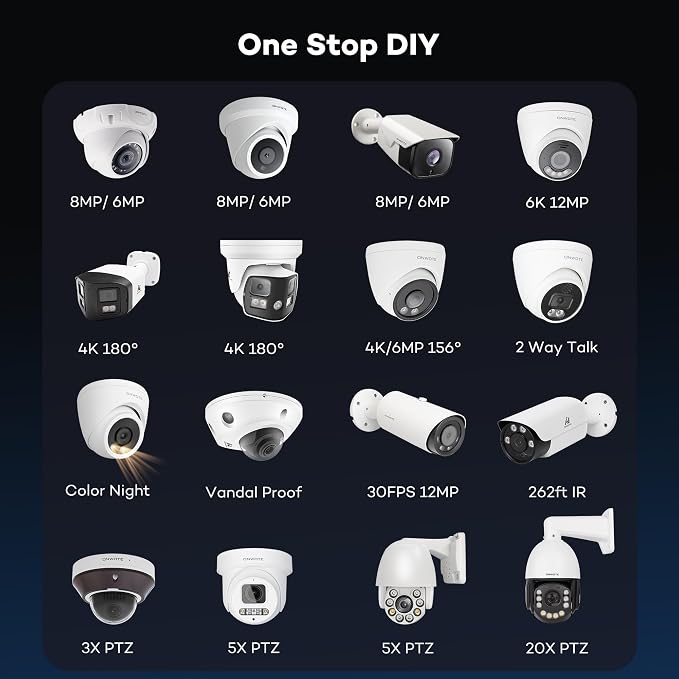 ONWOTE 4K 8MP PoE IP Security Camera, AI Human Vehicle Detection, 3840x2160 8 Megapixels, 134° FoV, Video Audio, Indoor Outdoor, Commercial Wired Camera for Business