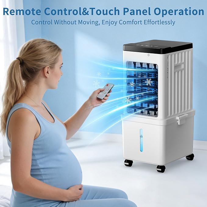 Portable Air Conditioners, Portable AC Unit with Removable 2.6 Gal Water Tank, Swamp Cooler Windowless Evaporative Air Cooler with 3 Speeds for Room and Office, Fast Cooling Portable AC for Home Use