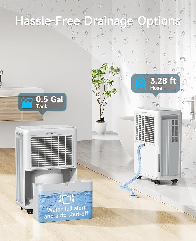 2000 Sq. Ft Dehumidifier for Basement, 30 Pint Dehumidifiers for Home, Bedroom and Bathroom, 3 Modes Dehumidifier with Drain Hose, Smart Humidity Control, 24H Timer, Child Lock