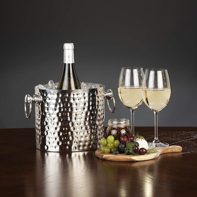 1-Bottle Wine Chiller Ice Bucket | Keeps Wine & Champagne Bottles Cold Without Touching Ice | Wine Bucket | Handcrafted Artisan Design | Patented Technology | Stainless Steel