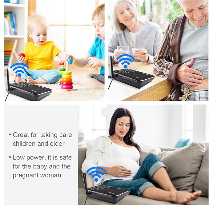Wuloo Wireless Intercom System for Home 1 Mile Range 10 Channel 3 Code, Intercoms Wireless for Home House Business Office, Home Communication System, Room to Room Intercom WL666(2 Units Set Black)