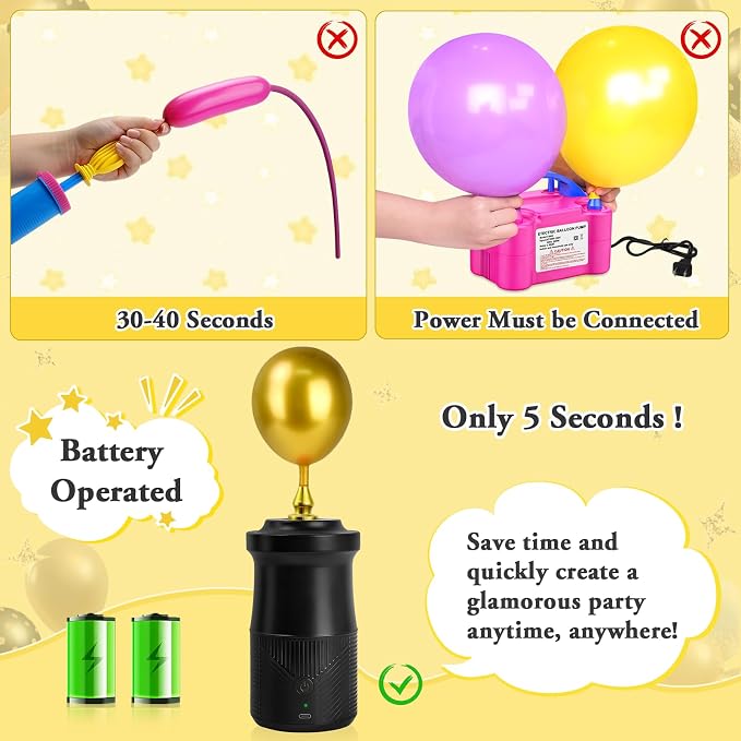 IDAODAN Electric Balloon Pump, Portable Electric Balloon Blower Machine Inflator Air Pump for Party Decorations