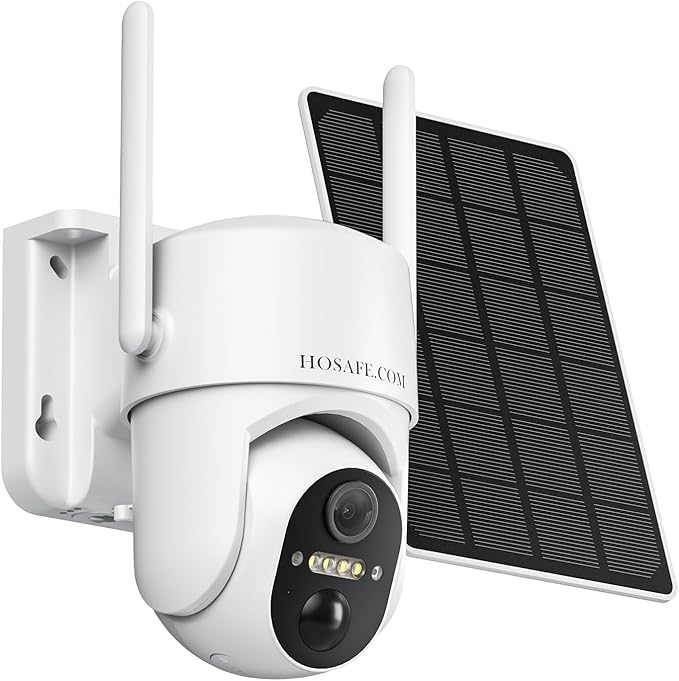 Solar Security Cameras Wireless Outdoor, Free Cloud Storage, WiFi Cameras for Home Security, 360° View Outdoor Camera Wireless, 2K Color Night Vision, AI Motion Detection, Instant Alert, 2-Way Audio