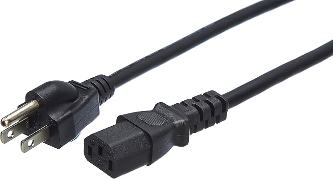 Amazon Basics Computer Monitor TV Replacement Power Cord, 10 ft, 24 count, Black