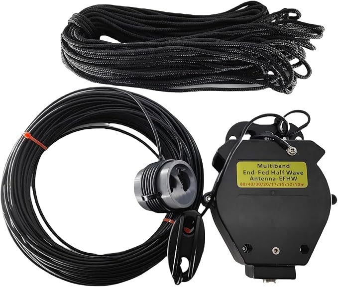 JYR8010-400W End Fed Half Wave Antenna for Ham Radio, 400W Shortwave Radio Antenna 8 Band 10m 12m 15m 17m 20m 30m 40m 80m Long Wire Antenna, 1:64 Balun No Tuning Great for POTA/SOTA