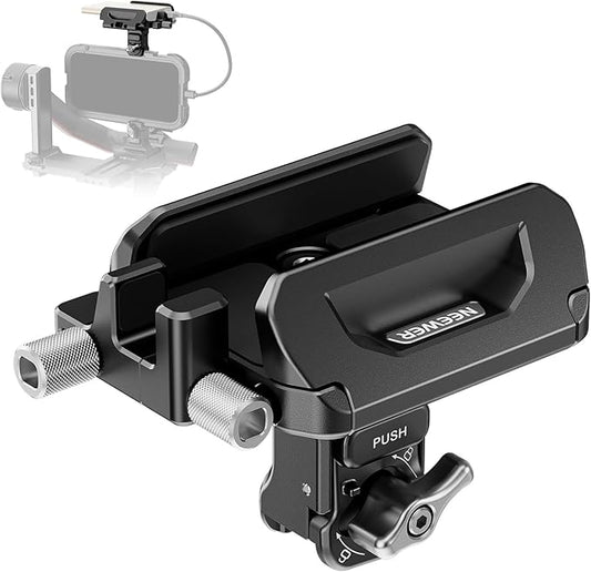 Neewer SSD Holder 40-65mm Quick Release SSD Bracket Mount with Cable Clamp Compatible with SmallRig Phone Cage for 16 Pro Max 15 Pro Max Samsung S24 Ultra T9 T7 T5 SanDisk, PA065