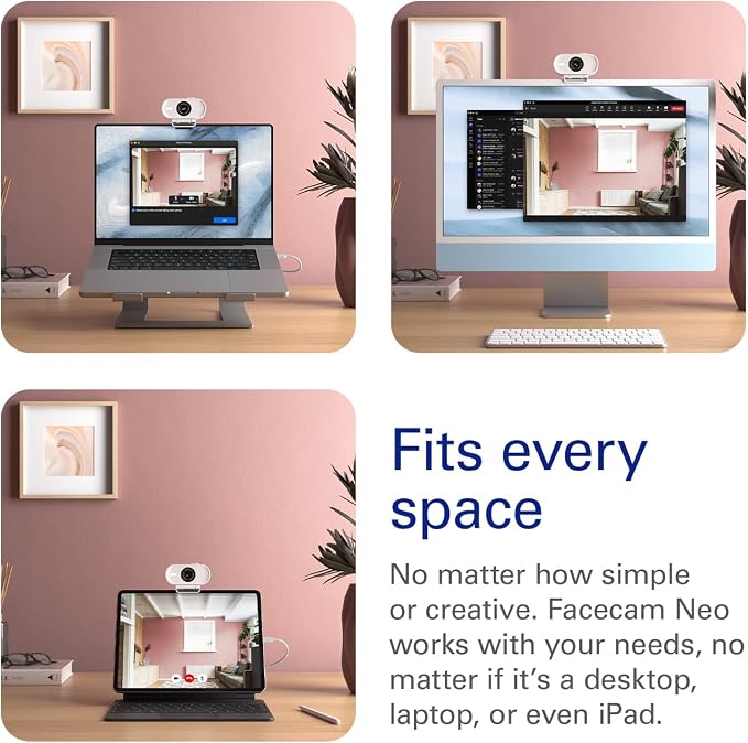 Elgato Facecam Neo – Full HD 1080 Pixels Webcam with Easy-Slide Privacy Shutter, Light Correction, for Video Calls, Streaming, Zoom/Slack/Twitch/YouTube, and More – USB-C/Plug & Play on PC/Laptop/Mac