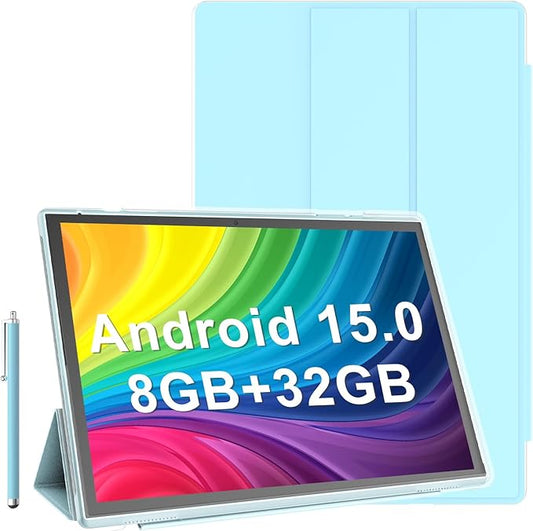 10 Inch Tablet Android 15 Tablets With Case Stylus 8GB RAM 32GB ROM Support 1TB Expand, 6000mah Battery 10 IN Android Tableta, Dual Camera WiFi-6 Bluetooth 10.1'' Android Tablet With Protective Cover