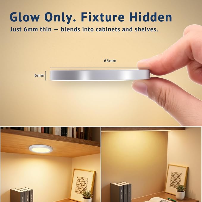 V4light Smart Under Cabinet Lights, Plug-in Puck Lighting with App, Voice & Motion Control, Dimmable 2700K–6500K, Compatible with Alexa & Google Home, Kitchen, Closet & Shelf Lighting(8 Pack)