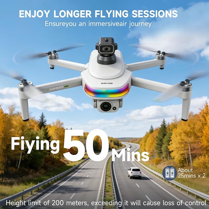 Drones With Dual Camera For Adults 4k,Gps Drone With Screen On Controller,Electric Adjustable Camera 90 °,Auto Return,Obstacle Sensing,Ai Track&Orbit Mode,50 Mins Flight,2 Battery ,For Beginner Toy Gifts
