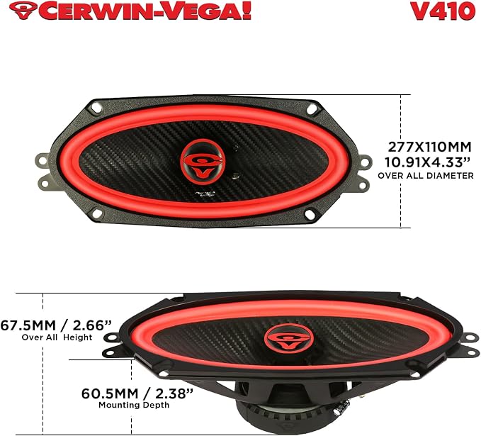 CERWIN-VEGA! V410 4"× 10" VEGA 2-Way 270 Watts 4 Ohm Coaxial Full Range Speakers(Pair)
