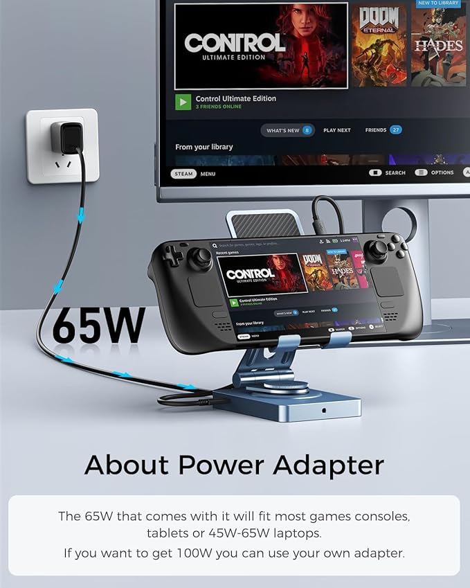 360° Rotating USB C Docking Station for iPad Pro, Tablet, Samsung, Steam Deck, ROG Ally, Legion Go, Msi Claw, etc, 11-in-1 with SD TF 4.0 Reader, 4K@60Hz HDMI, RJ45, Audio, USB A, USB C