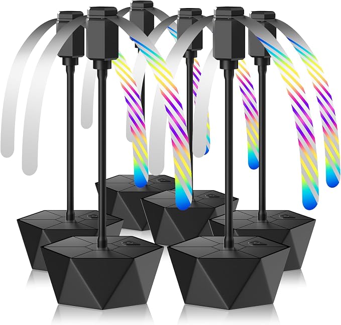 Portable Battery Powered Fly Fans for Tables Up to 15 Hours Working Time, 6-Pack Indoor Outdoor Food Fan with Flexible Goose-Neck Blades for Home Restaurant Party Picnic Patio BBQ, Jet Black