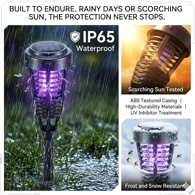 2026 4Pack Mosquito Repellent Outdoor Patio Solar Bug Zapper Outdoor,Mosquito Trap to Repel Gnat Small Flying Insect,Solar Fly Zapper for Backyard,Garden,Patio,Waterproof Mosquito Zapper for Outside