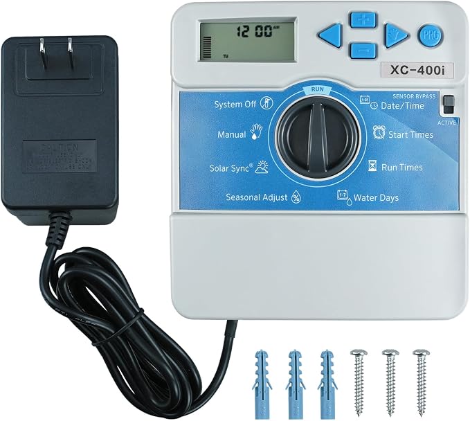 Compatible with Hunter X-Core XC400i Indoor Sprinkler Timer, 4 Zone Irrigation Controller, Indoor Lawn & Garden Watering System, Easy Program, No Wi-Fi Required