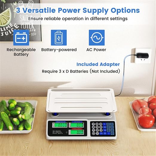 66lb/30kg Digital Produce Scale: 0.01lb/5g Precision, Dual Backlit LCD, Detachable Stainless Steel Platform Scale, Price Computing Postal Shipping Scale for Packages,Business,Luggage,Warehouse,Home