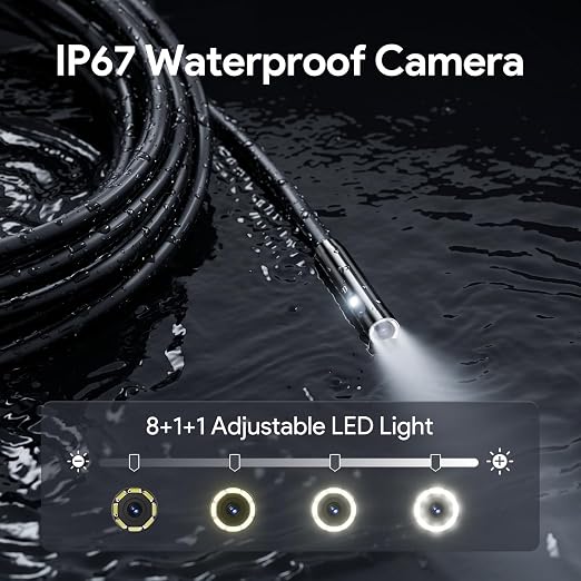DEPSTECH Inspection Endoscope Camera with Lights: Triple Lens 5" IPS Screen Snake Camera with 16.5FT Flexible Cable, Waterproof 1080P Industrial Borescope Tool for Auto, Wall, Sewer, Pipe, Mechanics
