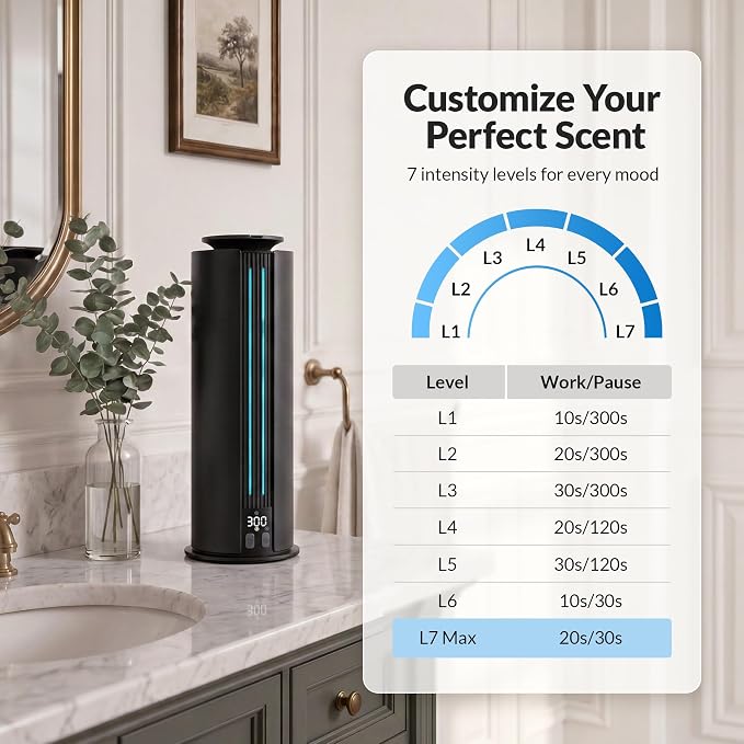 Aromadd 1700 Sq Ft Cordless Hotel Collection Diffuser, Portable Waterless Diffuser, 100ml Scent Air Machine for Home Cold Air Essential Oil Diffuser for Large Room Office, Quiet (Black)
