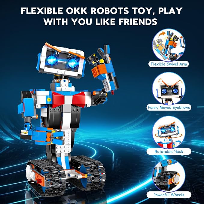 okk Robot Kit, STEM Robotics Set for Ages 6-12, Remote & app Control, Programming & DIY Assembly. Rechargeable, Perfect Educational Robots Gift Inspiring Creativity & Learning Through Play